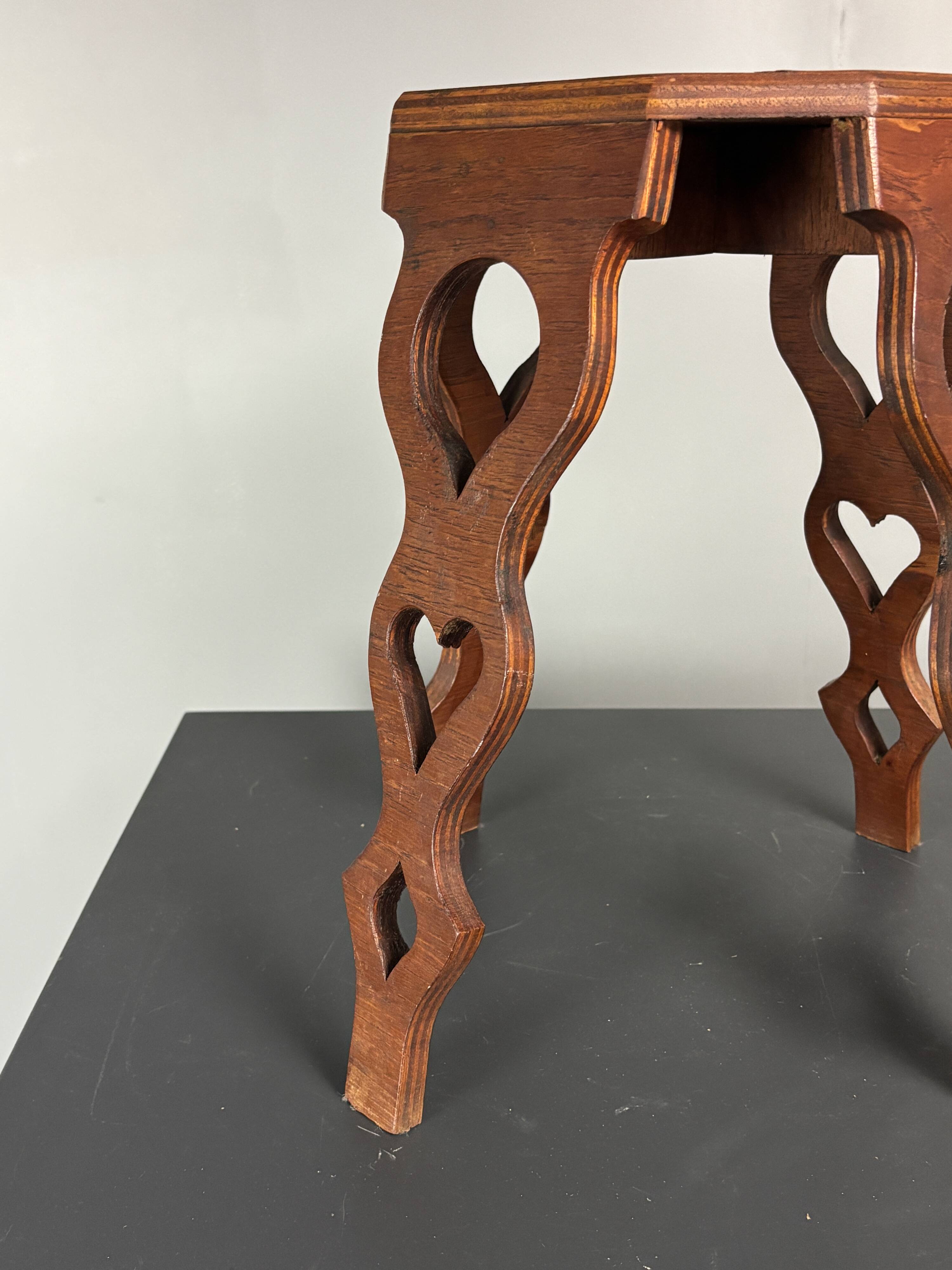 Mid-Century artisanal octagonal hand crafted plant stand stool, circa 1950s