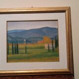 Peinture à l'huile sur toile paysage toscan signée R.VENTURI