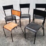 5 anciennes chaises d'ecole vintage
