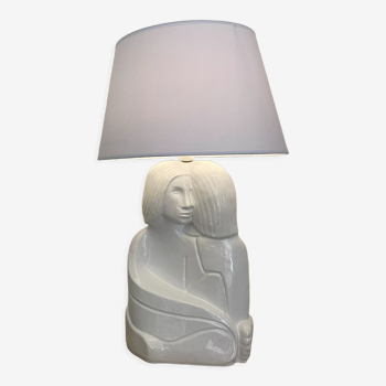 Lampe couple enlacé en céramique