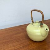 Mid-century ceramic teapot with bamboo handle, 1960s.