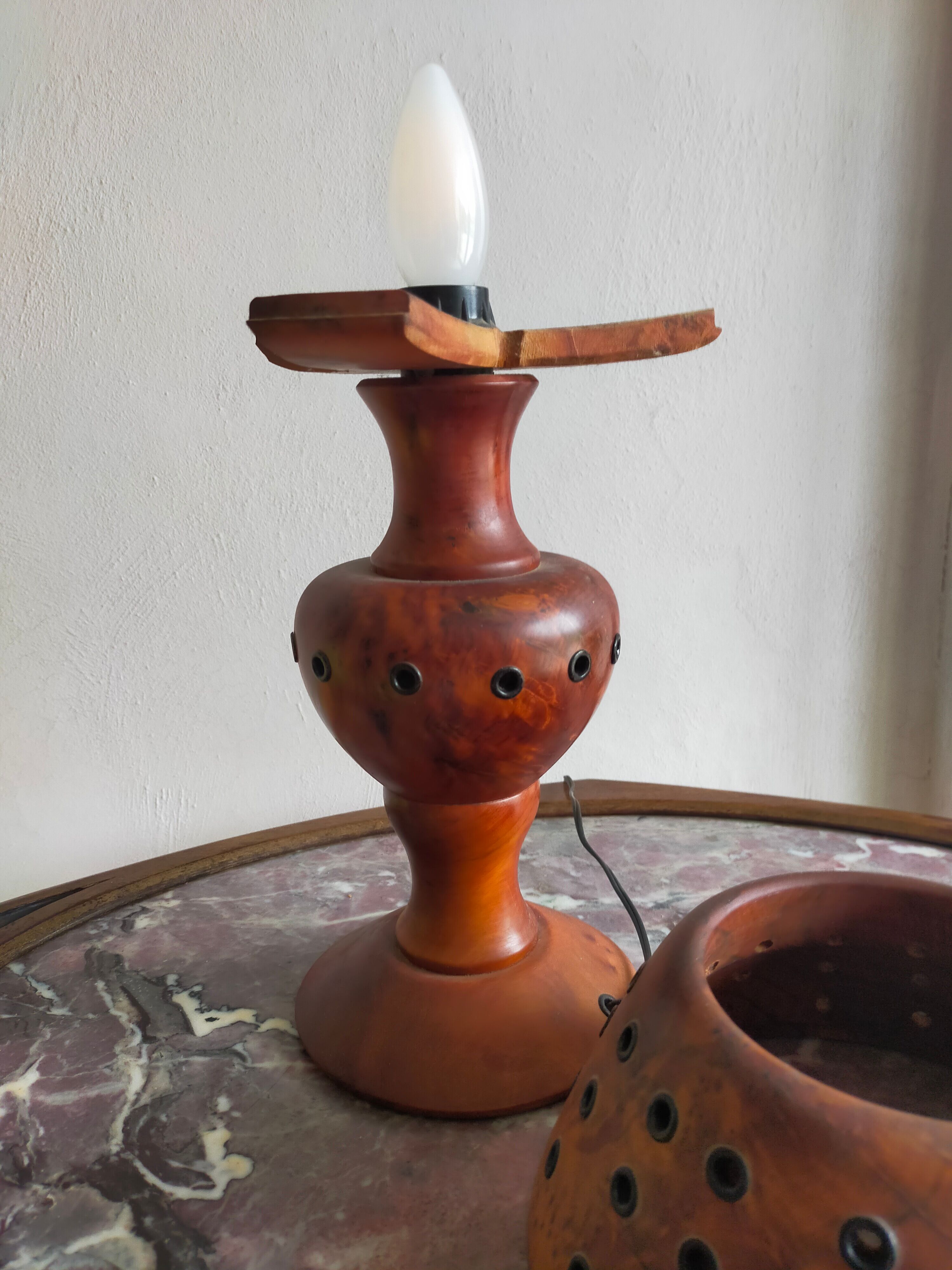 Olive wood lamp