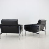 1960s Pair of Steel and Leather Armchairs by Lübke, Germany