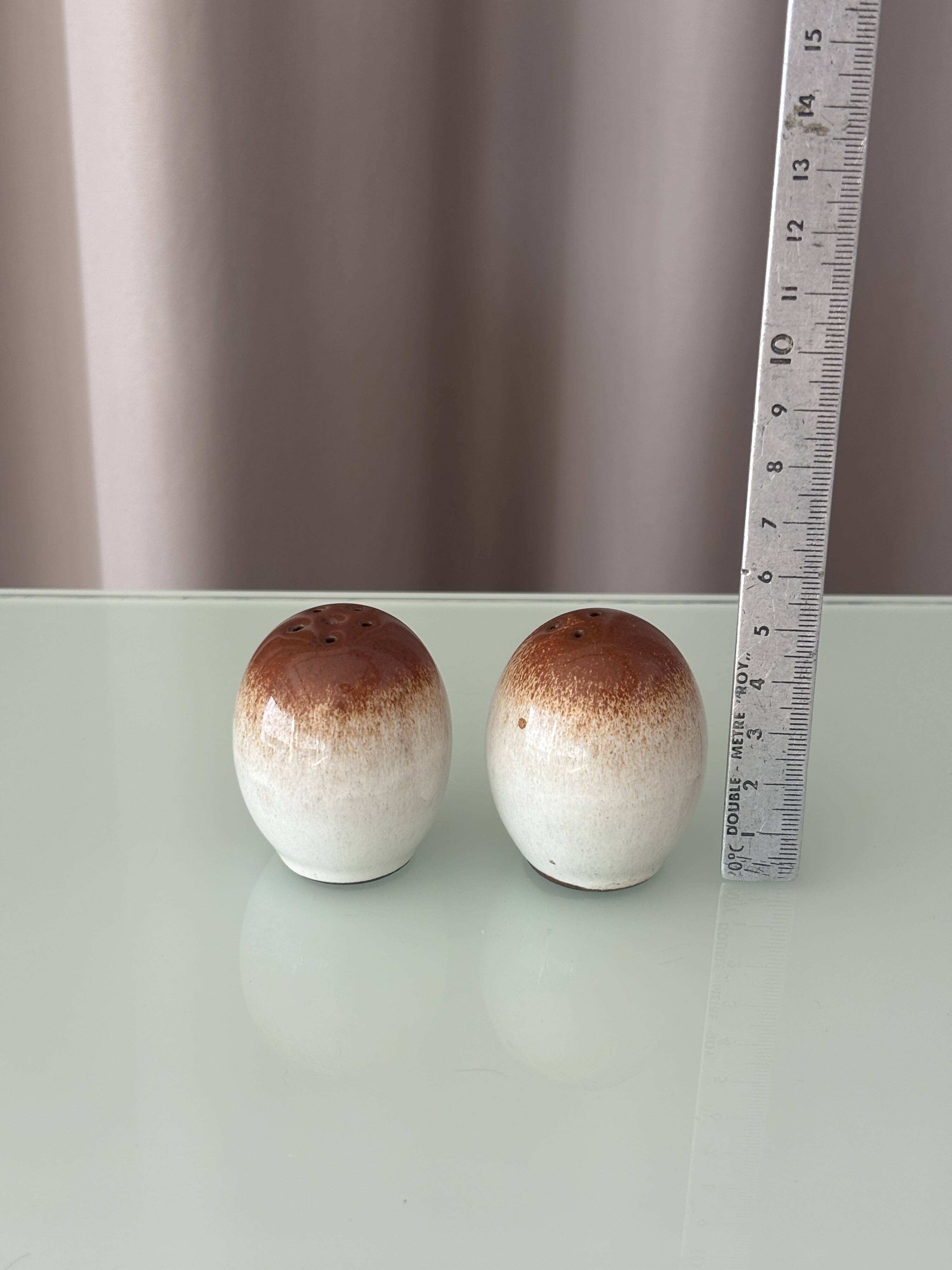 Vintage West German Steinzeug Salt & Pepper Shakers – Brown & Cream Stonewa
