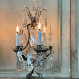 Pair of bronze and cut crystal girandoles circa 1900