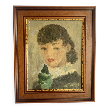 Vintage Oil Painting – Portrait of a Parisian Woman