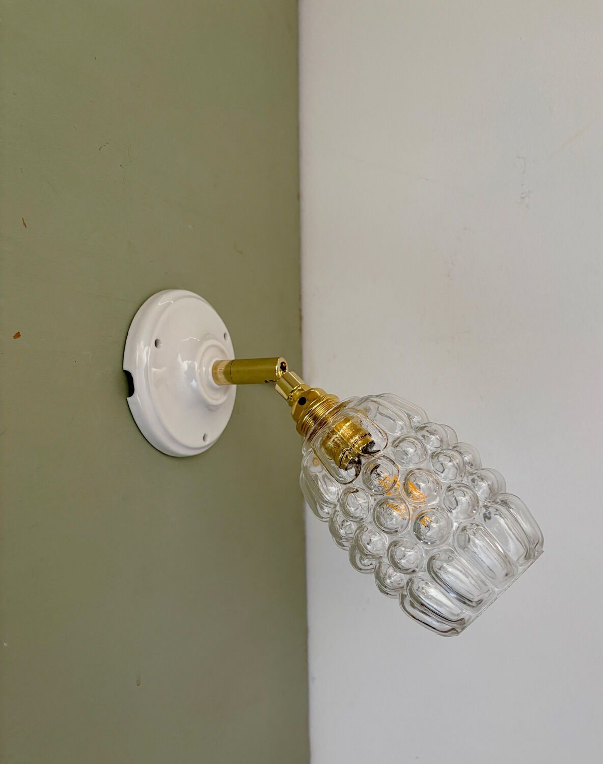 Vintage bubble glass tulip wall light