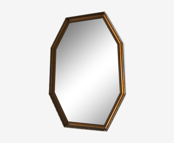 Miroir vintage 1950 octogonal biseauté bois doré