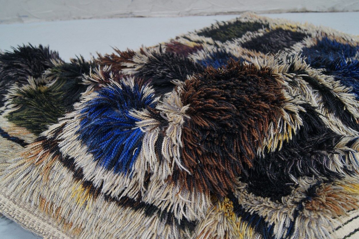 Large Scandinavian handmade Rya Rug, 1960s, 210x140 cm