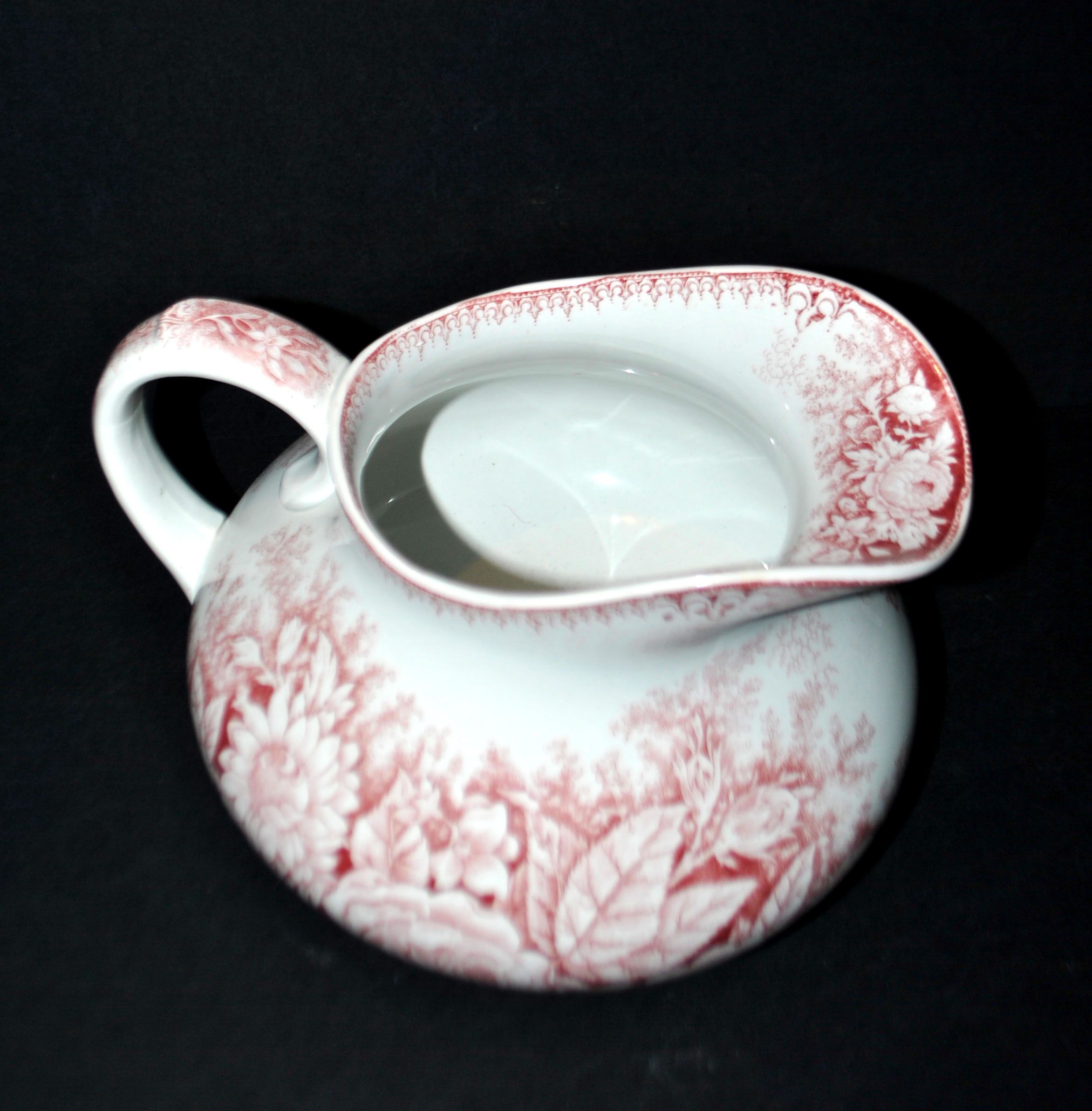 Pexonne earthenware vase/jug with a red floral rustic design