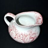 Pexonne earthenware vase/jug with a red floral rustic design