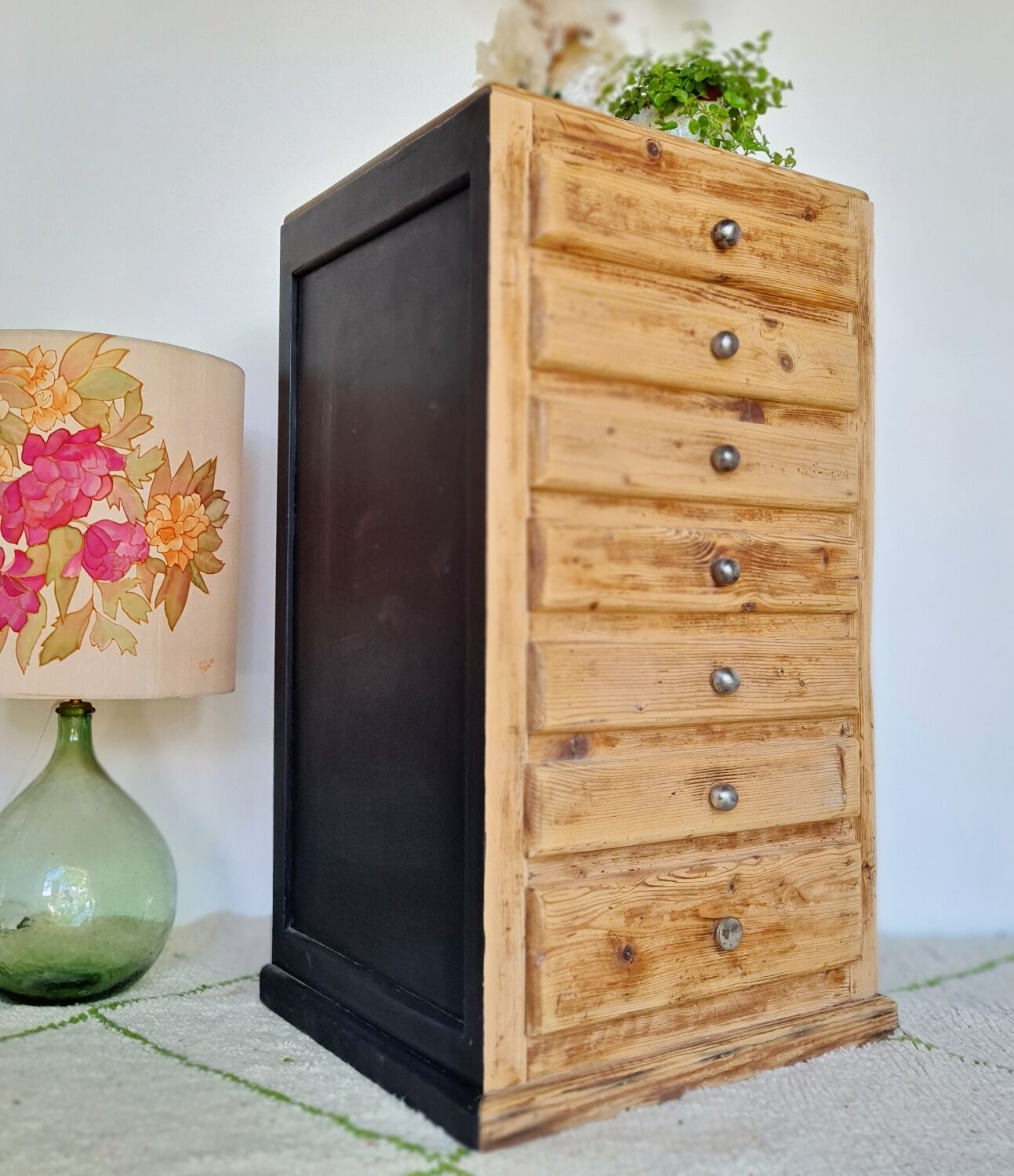 Old wooden semainier in rough wood
