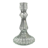 Bougeoir ancien en verre moulé tendance 22,5 cm