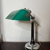 Lampe de bureau, notaire, banquier, opaline verte, art deco 1930