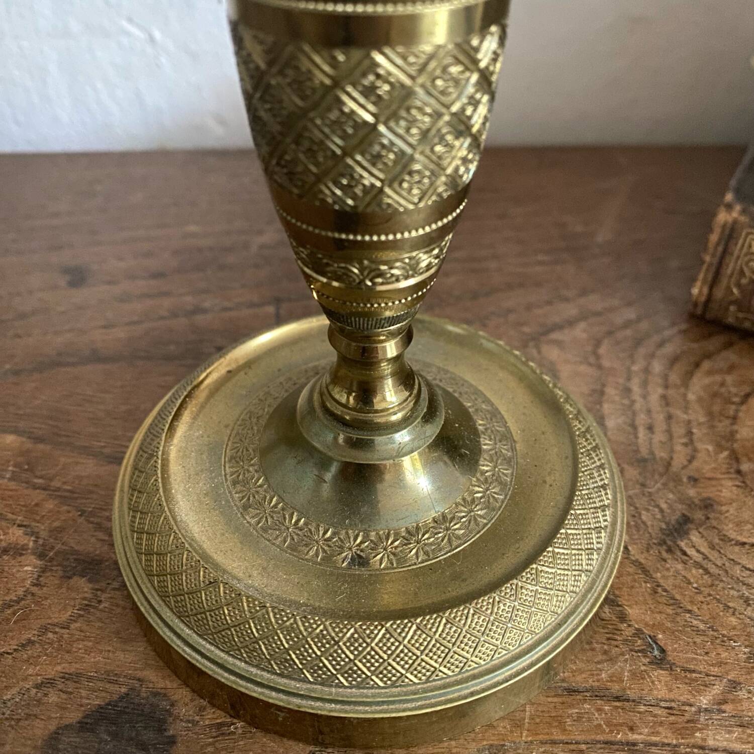 Brass candlestick style lamp