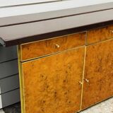 Modernist Sideboard in Radica and Gilded Metal, 1970s