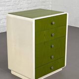 Beige Wood and Green Varnish Bedside Tables, Norway, 1960s, Set of 2