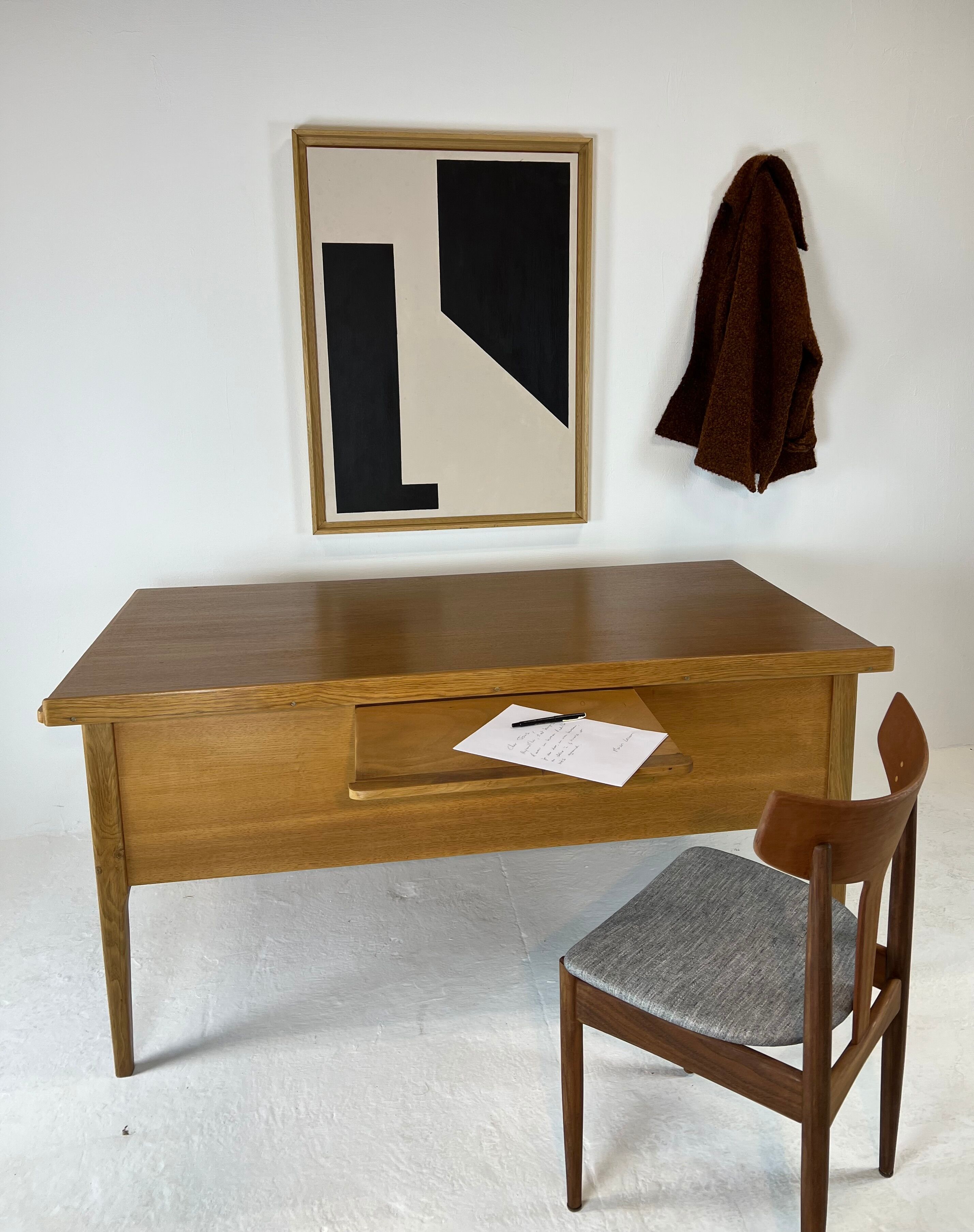 Two-sided oak desk, 50s