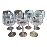 Set of 7 cut crystal wine glasses