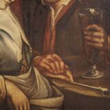 Tableau flamand scène d'intérieur du 18ème siècle