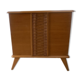 Wooden and wicker baby bed