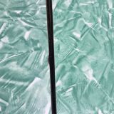 Formica vintage green table and opaline - 6 matching chairs