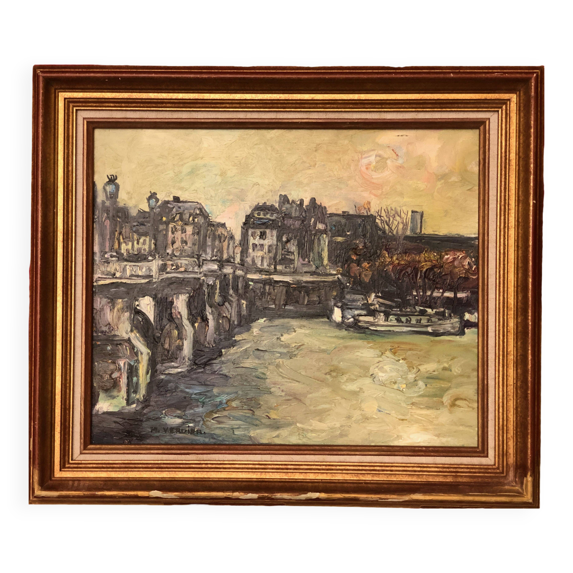 Pont Neuf in Paris, morning light by Maurice Verdier, School of Paris