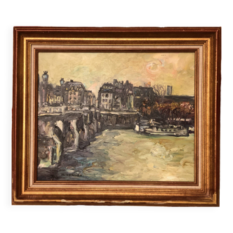 Pont Neuf in Paris, morning light by Maurice Verdier, School of Paris