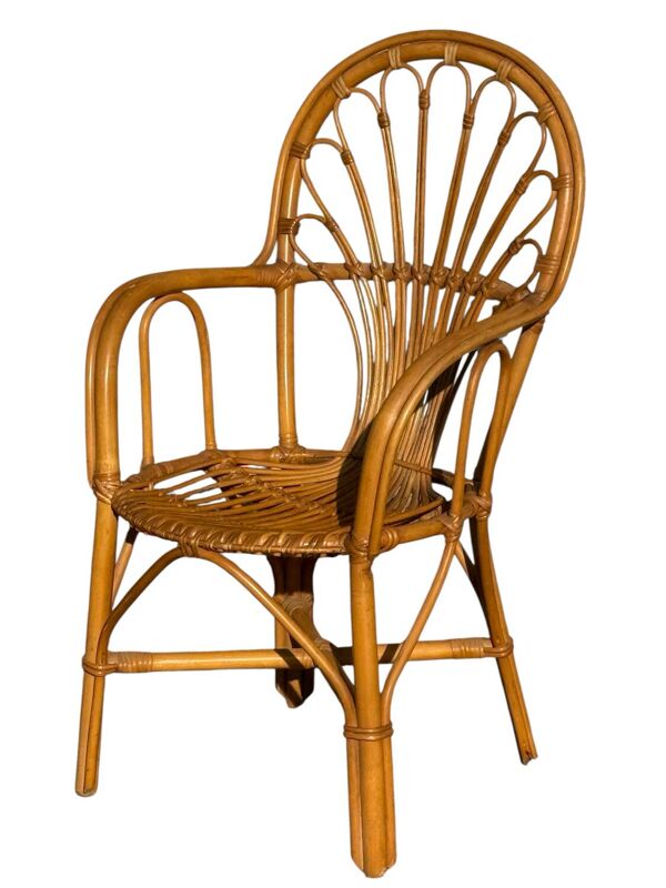 3 fauteuils en rotin, France années 80