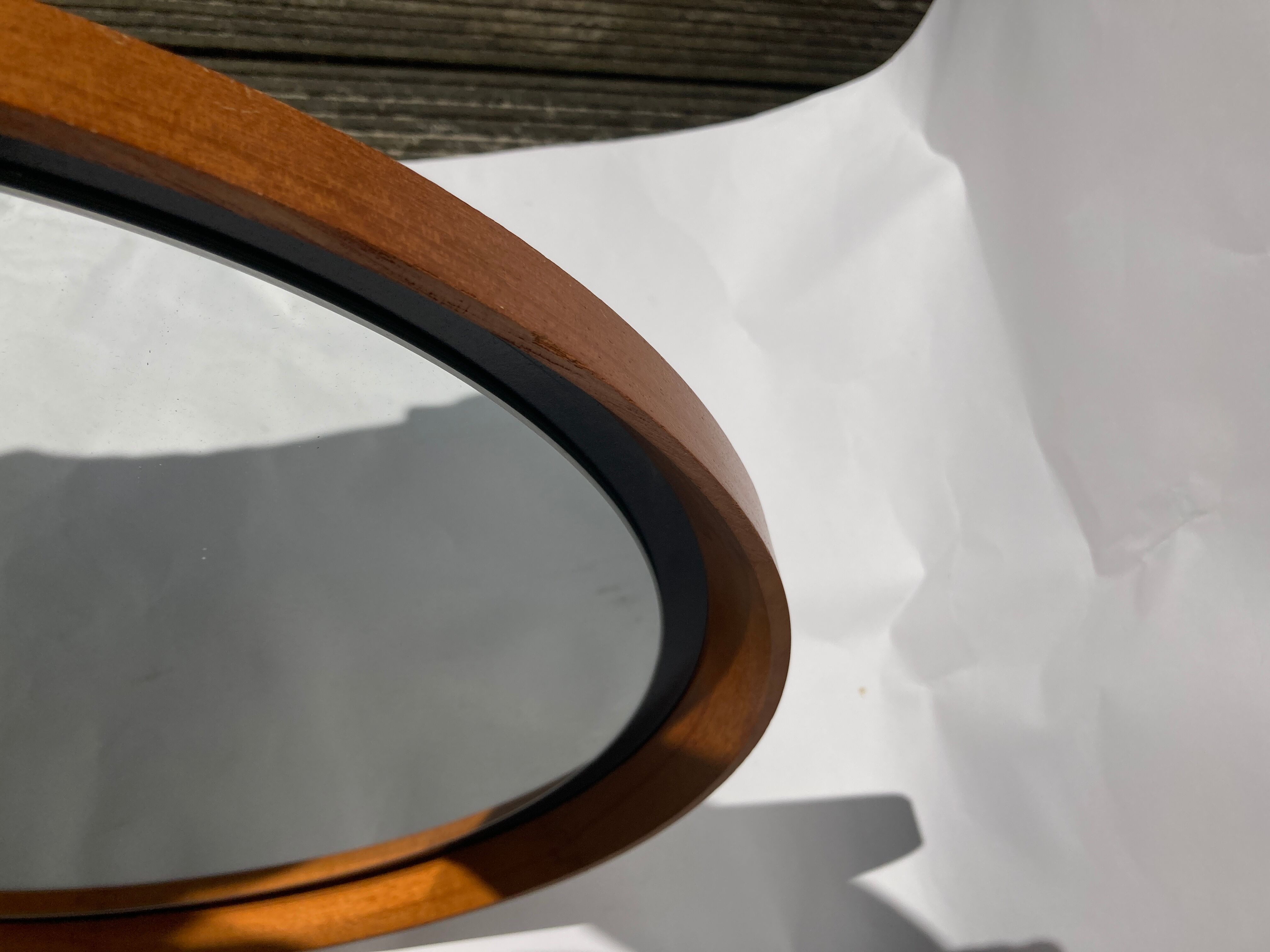 Mid-Century Teak Swedish Mirror by Uno & Östen Kristiansson for Luxus 50cm