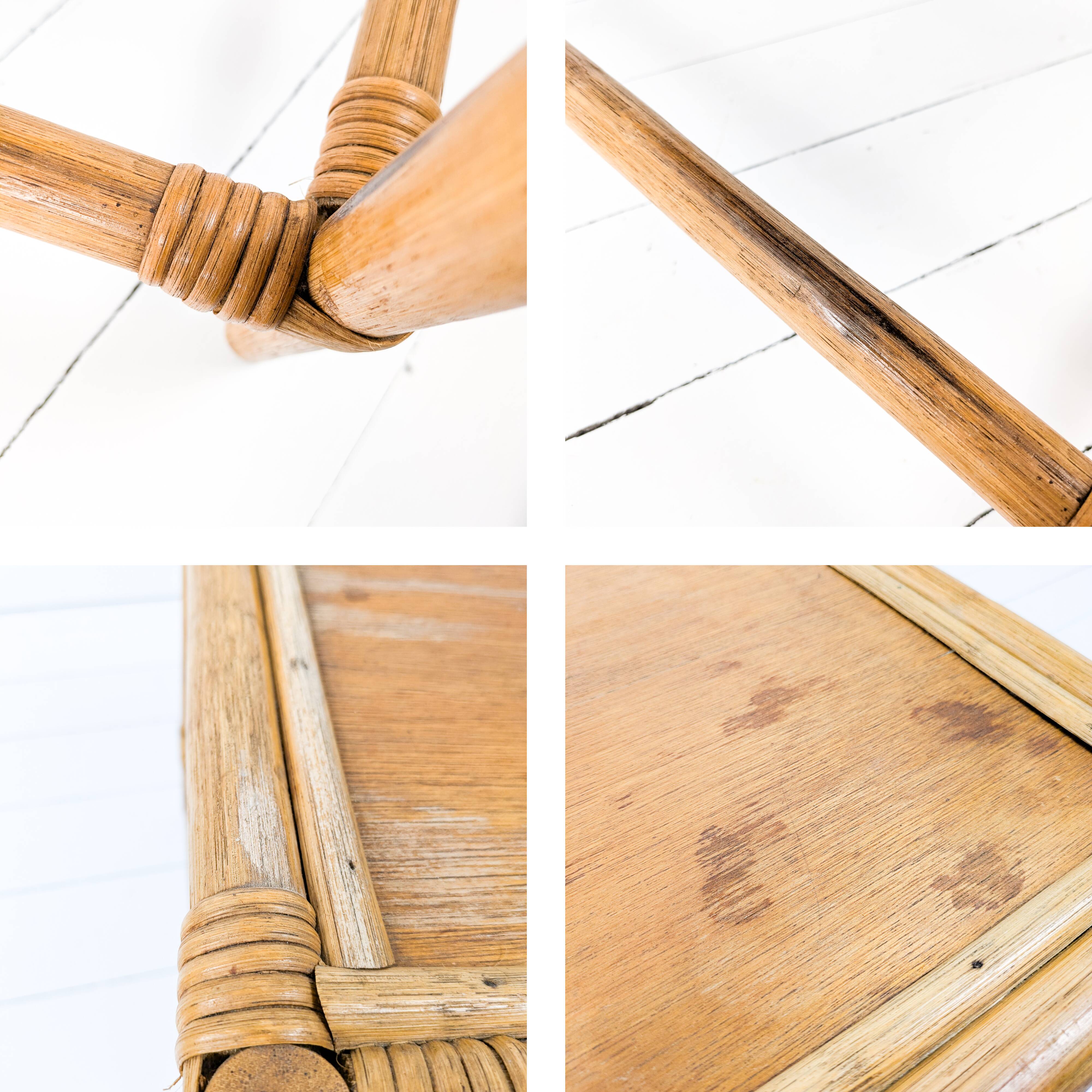 Table basse vintage en bambou marron clair Tablette Mid Century Vintage Rat