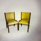 Pair of vintage Bow wood chairs for Steiner - Fabric and wood