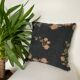 Linen cushion floral pattern black pink