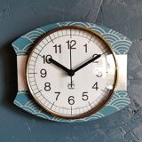 Vintage clock silent rectangular wall clock Japy blue silver