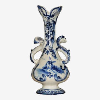 Vase soliflore en céramique décor peint à la main, Delft