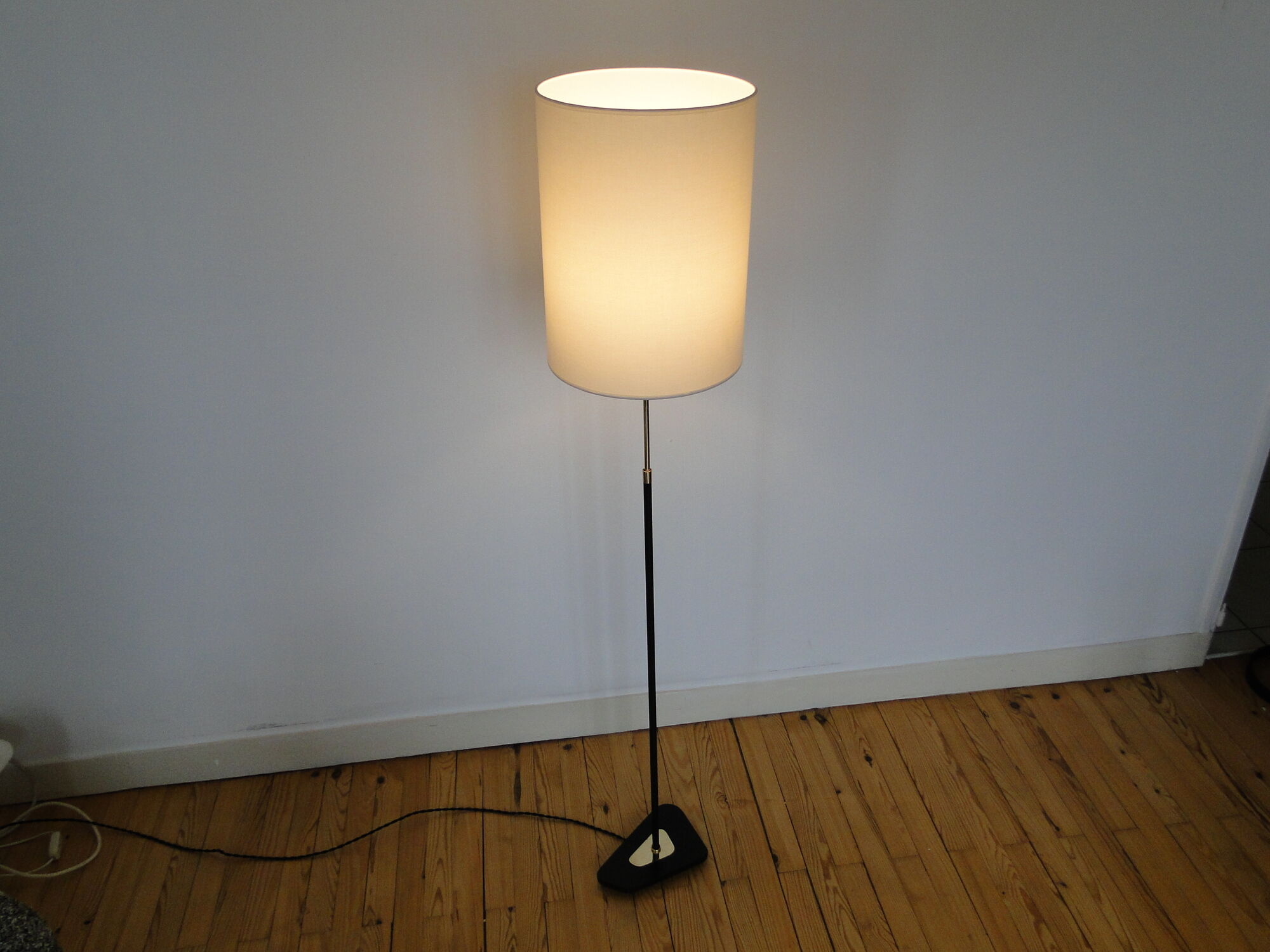 Adjustable vintage floor lamp by lunel 1950 france brass metal