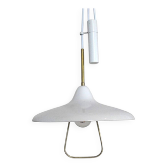 White lacquered iron ceiling lamp attributed to Stilnovo, 1960s.