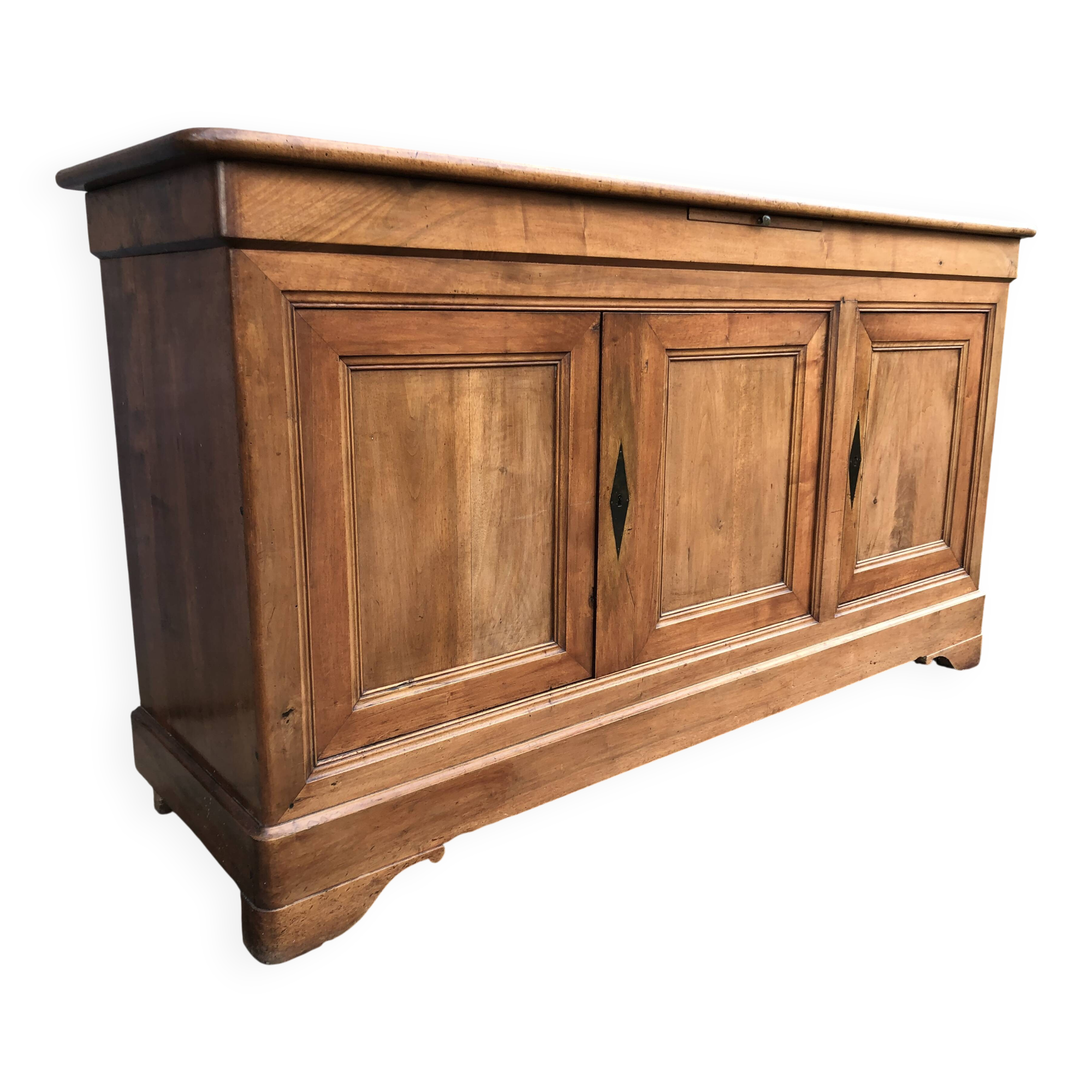Louis Philippe style sideboard in solid walnut with 3 doors and 1 pull-out shelf.