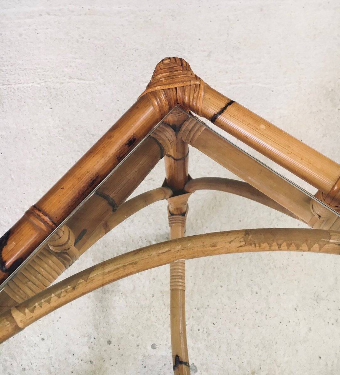 Mid-Century Chippendale Bamboo Dining Table, Italy, 1960s