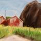 Original Swedish oil painting on canvas "Light in the Darkness"