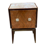 Scandinavian art deco bedside table in wood and marble