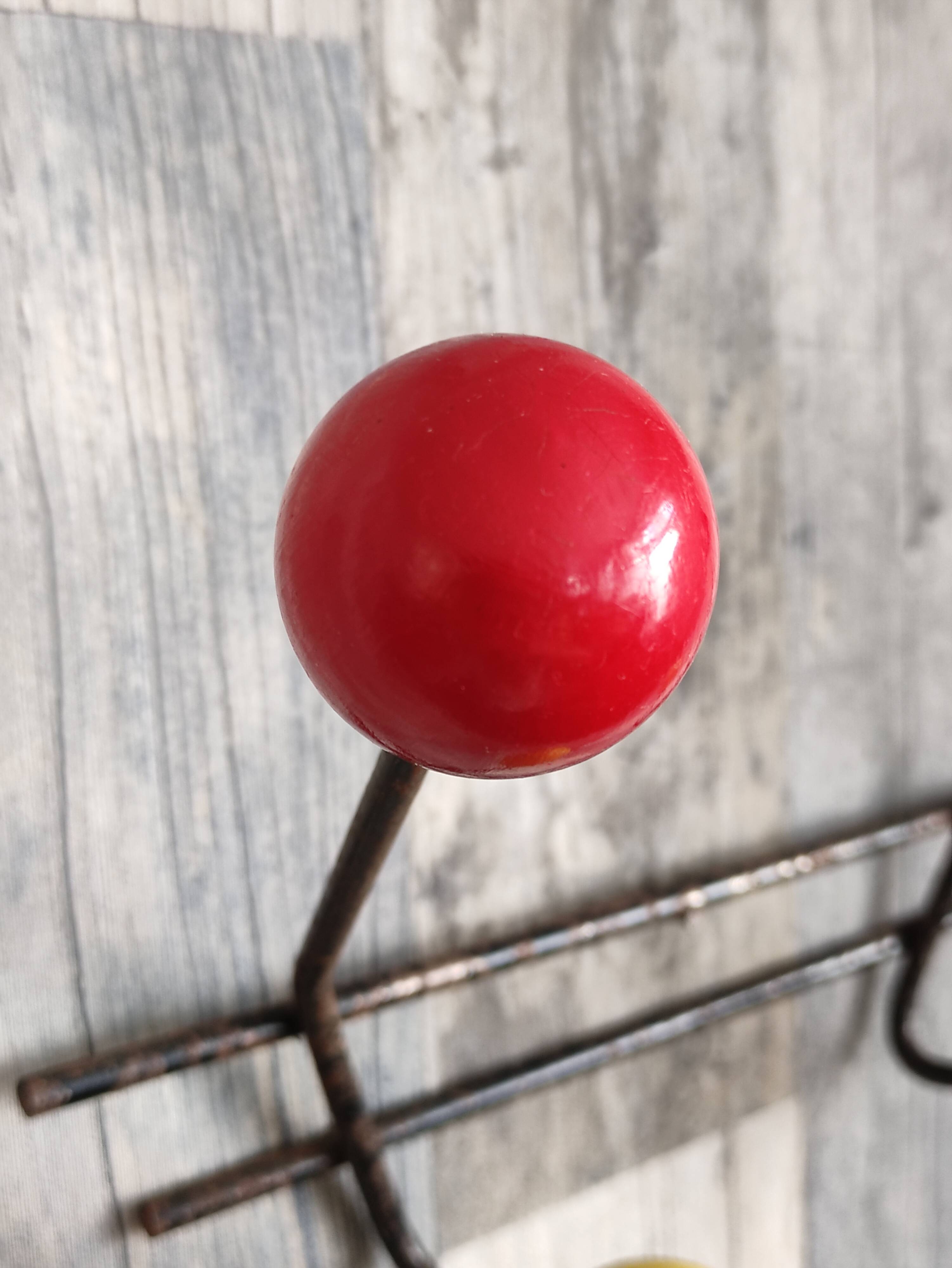 Vintage ball coat rack / colorful hook