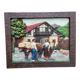 Wooden bas-relief panel, carved and painted