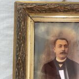Portrait, photographie, ambrotype, peint à la main, XIXème, signé EV, daté 1881, verre bombé