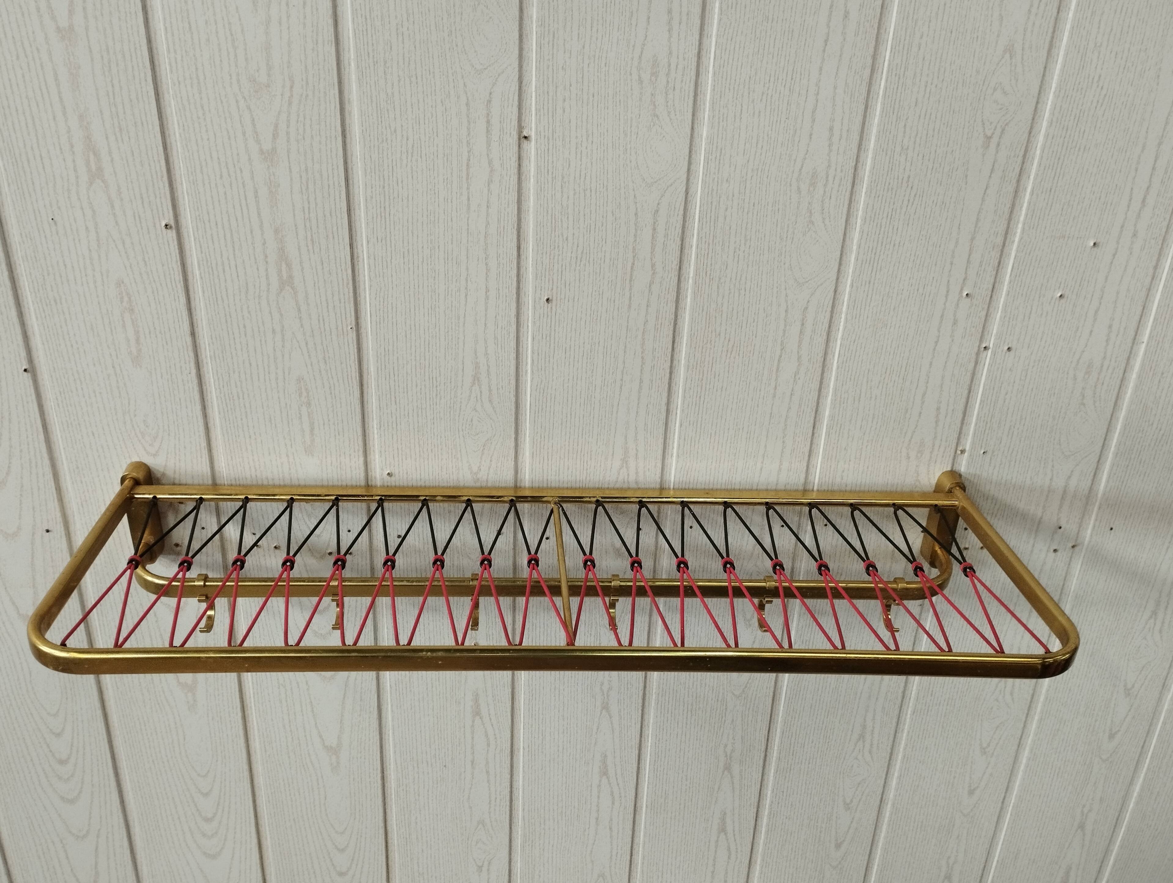 Vintage gold metal and scoubidou coat rack