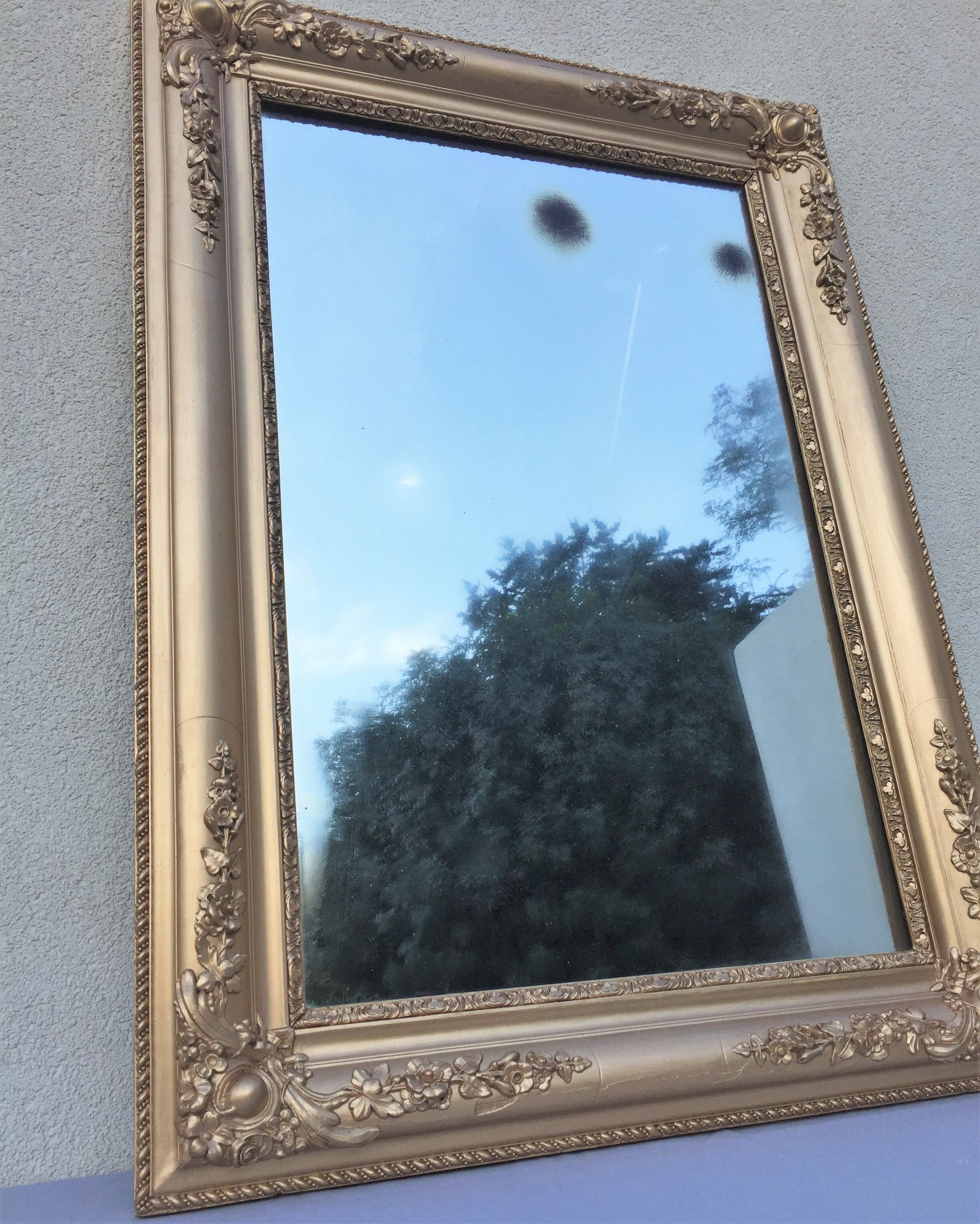 Large Mirror Baroque Wood Stucco Gilded Period XIXth Way Louis XV....