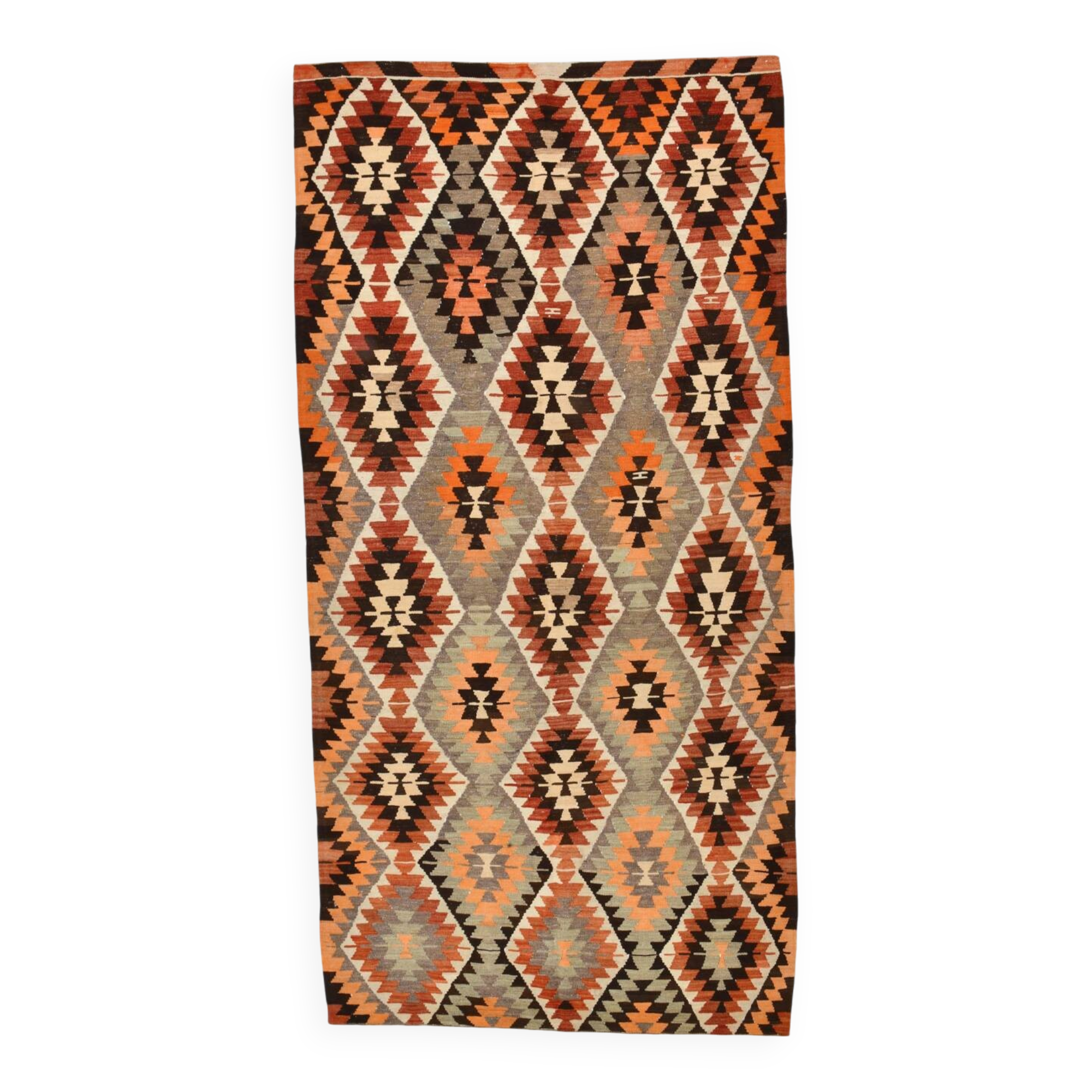 6x11 Geometric Pattern Turkish Vintage Kilim Rug, 172x346Cm