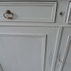 Antique sideboard patinated pearl gray waxed finish, wood top protected by varnish