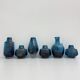 Set of 6 Schot Wiesel glass vases Bavarian Glass Art 'Florida' by Heinrich Löffelhardt blue bubbles 1970s Germany