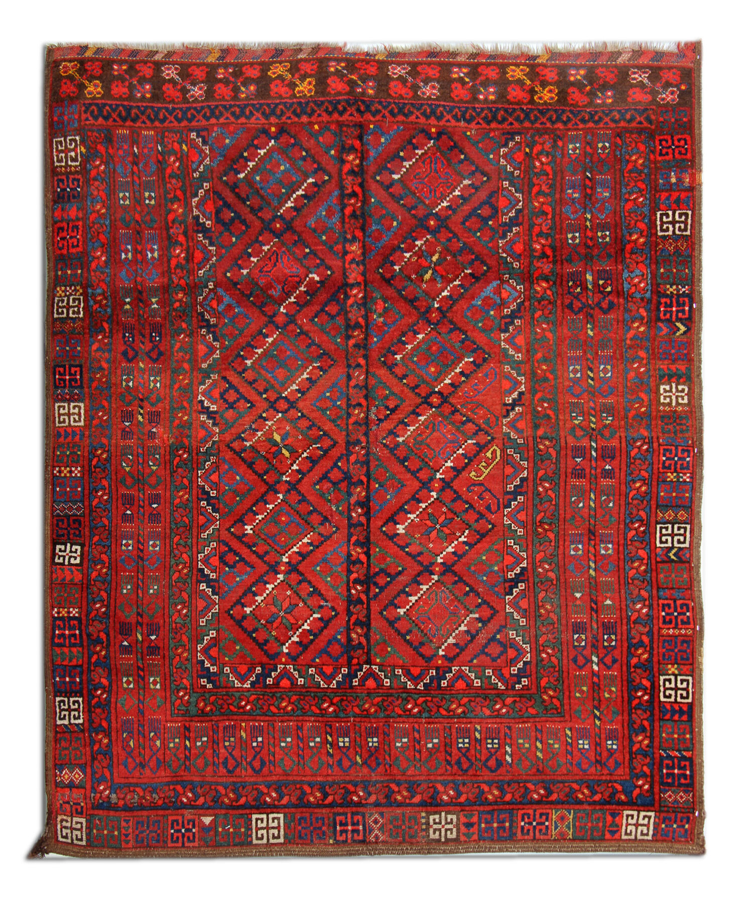 Handmade Red Wool Tribal Area Rug Persian Turkman Carpet Rug- 160x190cm